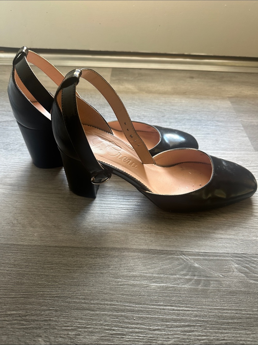 J. Crew Patent Black Leather Mary Jane Heels Size 9